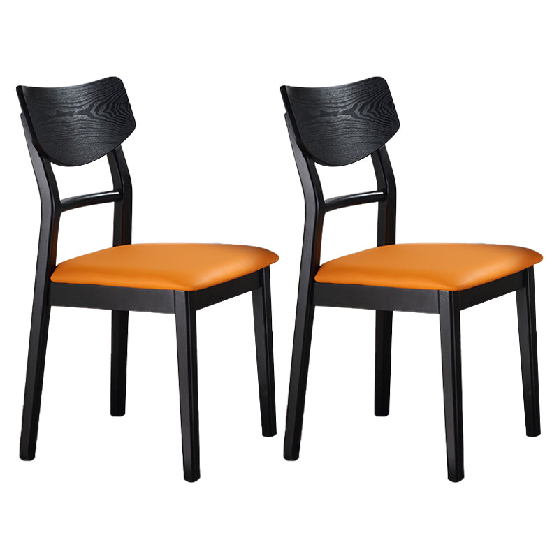 Industrial Ash Open Side Chair Matte Finish Upholstered Dining Chair with Black Legs