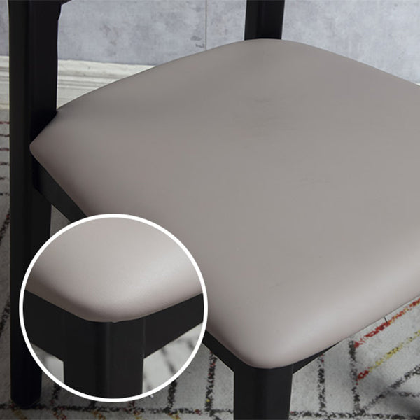 Industrial Ash Open Side Chair Matte Finish Upholstered Dining Chair with Black Legs