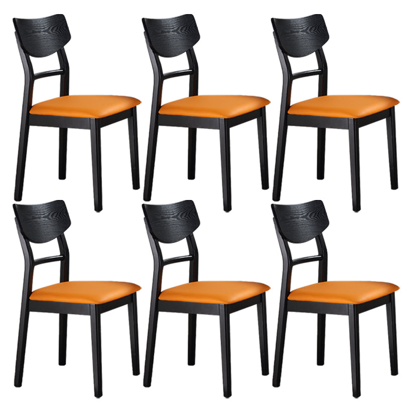 Industrial Ash Open Side Chair Matte Finish Upholstered Dining Chair with Black Legs