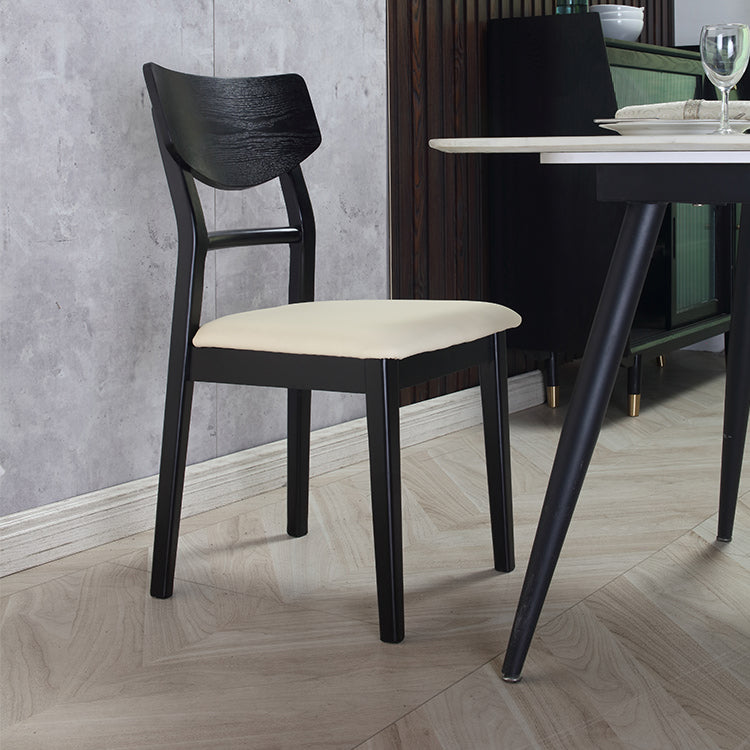 Industrial Ash Open Side Chair Matte Finish Upholstered Dining Chair with Black Legs