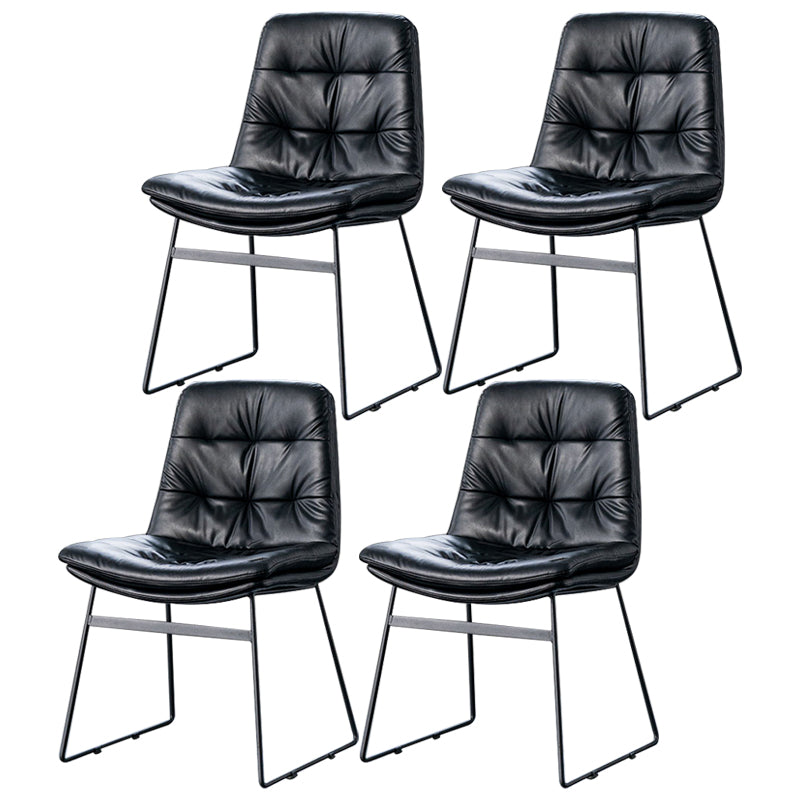 Nordic Upholstered Armless Dining Chairs Metal Legs Solid Back Chair for Home Use