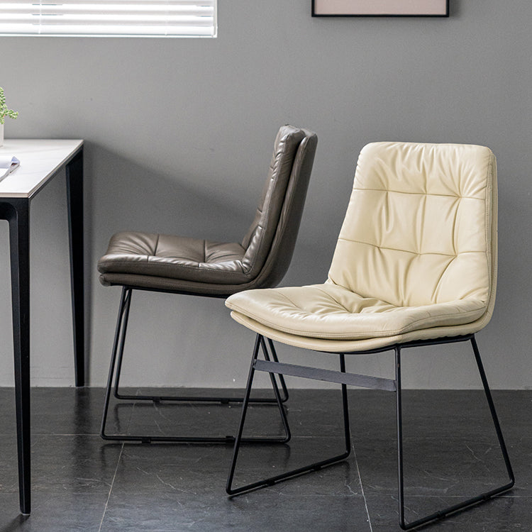 Nordic Upholstered Armless Dining Chairs Metal Legs Solid Back Chair for Home Use