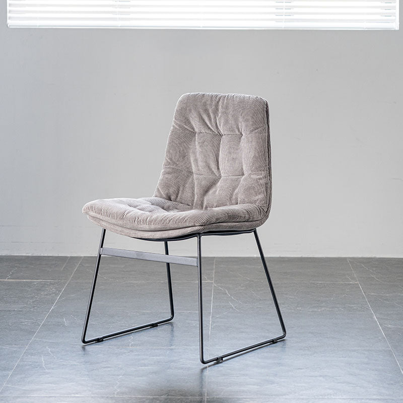 Nordic Upholstered Armless Dining Chairs Metal Legs Solid Back Chair for Home Use