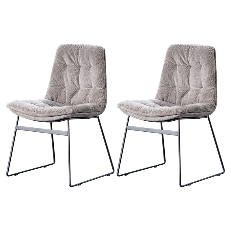 Nordic Upholstered Armless Dining Chairs Metal Legs Solid Back Chair for Home Use
