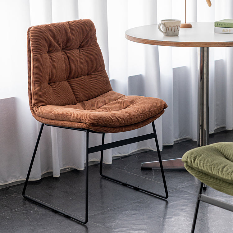 Nordic Upholstered Armless Dining Chairs Metal Legs Solid Back Chair for Home Use