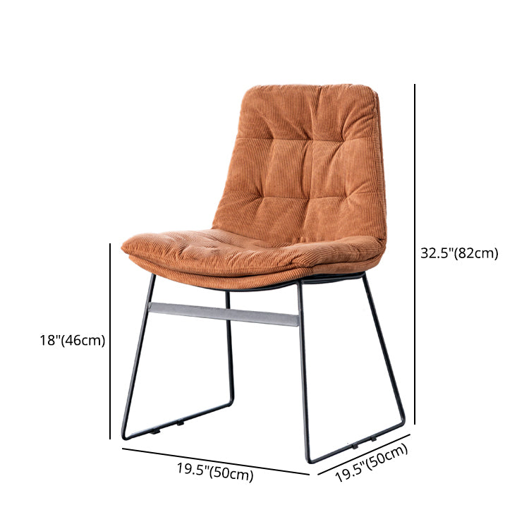 Nordic Upholstered Armless Dining Chairs Metal Legs Solid Back Chair for Home Use