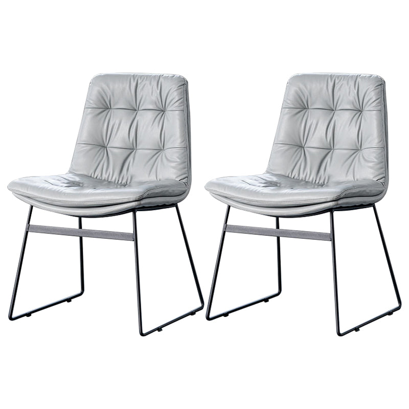 Nordic Upholstered Armless Dining Chairs Metal Legs Solid Back Chair for Home Use