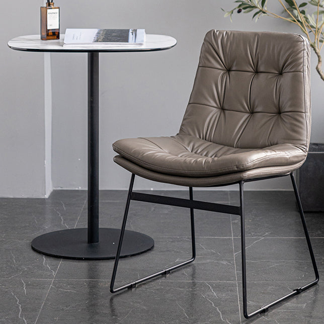 Nordic Upholstered Armless Dining Chairs Metal Legs Solid Back Chair for Home Use