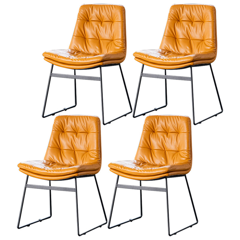 Nordic Upholstered Armless Dining Chairs Metal Legs Solid Back Chair for Home Use