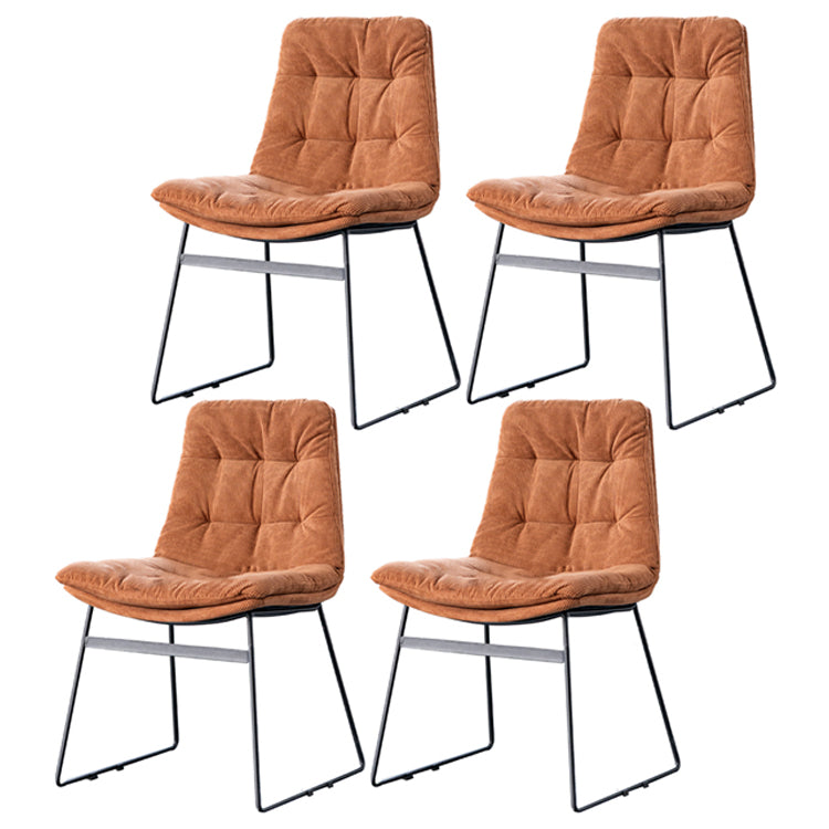 Nordic Upholstered Armless Dining Chairs Metal Legs Solid Back Chair for Home Use