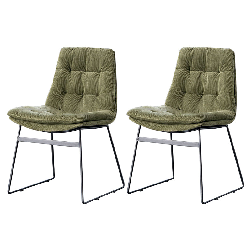 Nordic Upholstered Armless Dining Chairs Metal Legs Solid Back Chair for Home Use
