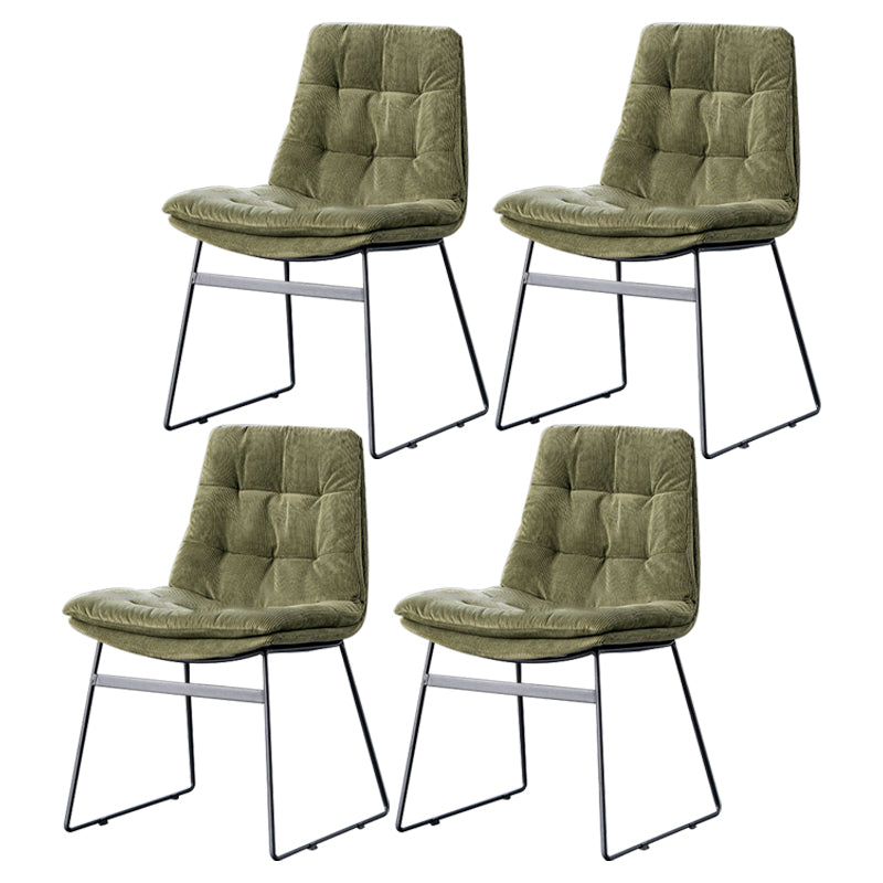 Nordic Upholstered Armless Dining Chairs Metal Legs Solid Back Chair for Home Use
