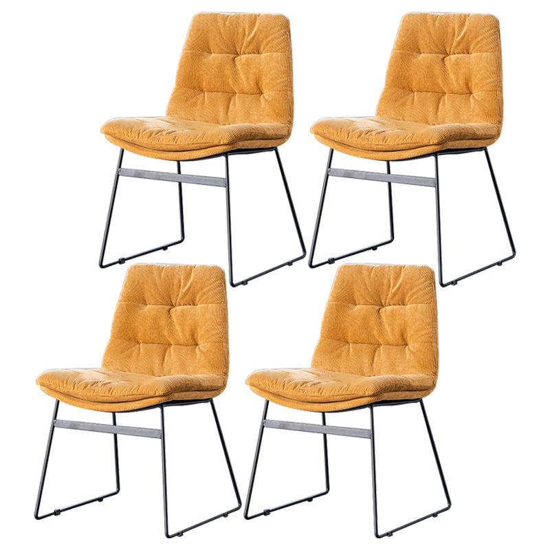 Nordic Upholstered Armless Dining Chairs Metal Legs Solid Back Chair for Home Use