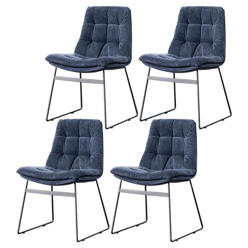 Nordic Upholstered Armless Dining Chairs Metal Legs Solid Back Chair for Home Use