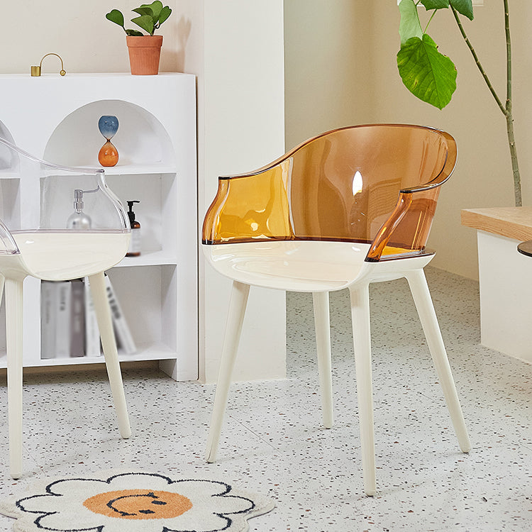 Sedia in plastica in stile glam sul bracciolo solido set di sedie da cucina sala da pranzo