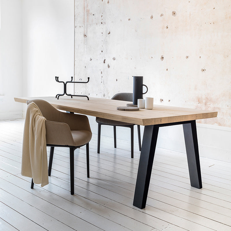 Solid Wood Brown Tone Dining Table Industrial Style 4 Legs Table for Dining Room