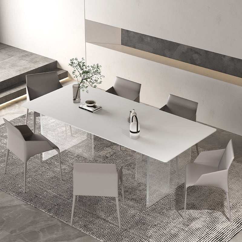 Mesa de comedor rectangular de vidrio mesa de vidrio transparente para comedor y cocina