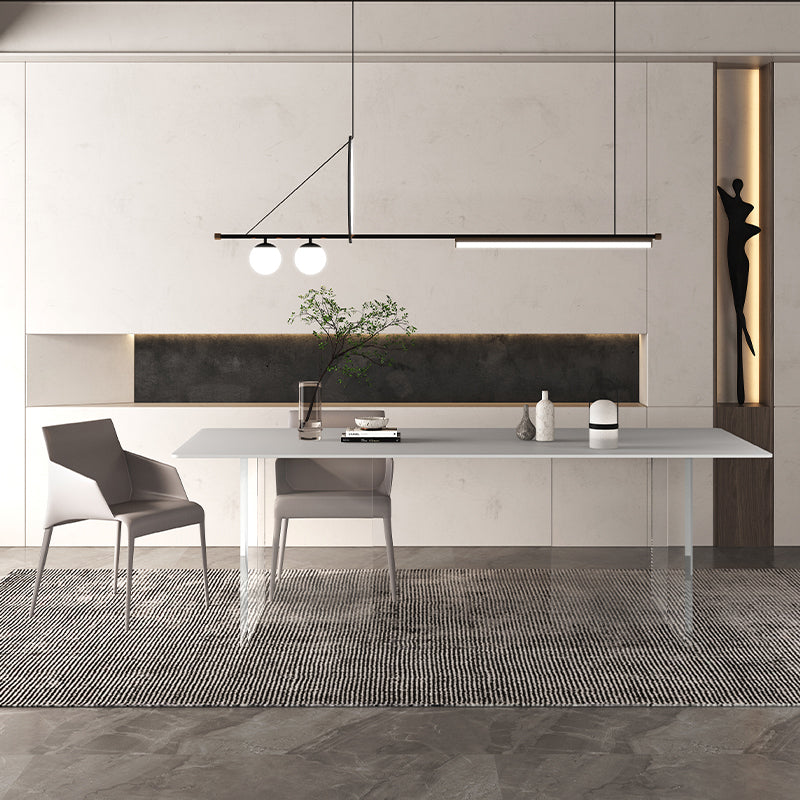 Mesa de comedor rectangular de vidrio mesa de vidrio transparente para comedor y cocina