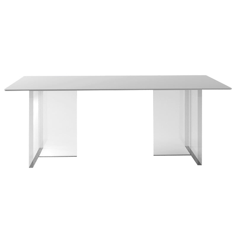 Mesa de comedor rectangular de vidrio mesa de vidrio transparente para comedor y cocina