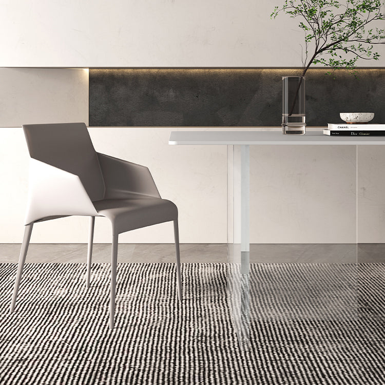 Mesa de comedor rectangular de vidrio mesa de vidrio transparente para comedor y cocina