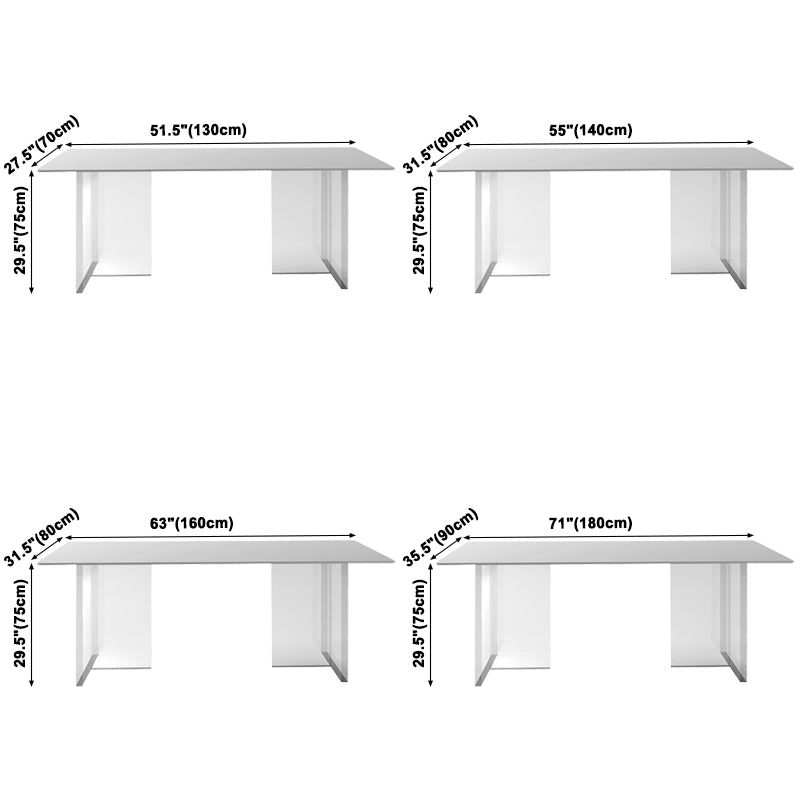 Mesa de comedor rectangular de vidrio mesa de vidrio transparente para comedor y cocina