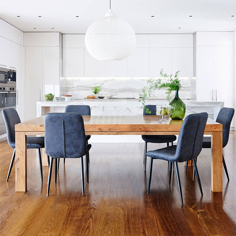 Modern Solid Wood Khaki Dining Table Rectangle Kitchen Dining Table with 4 Legs Base