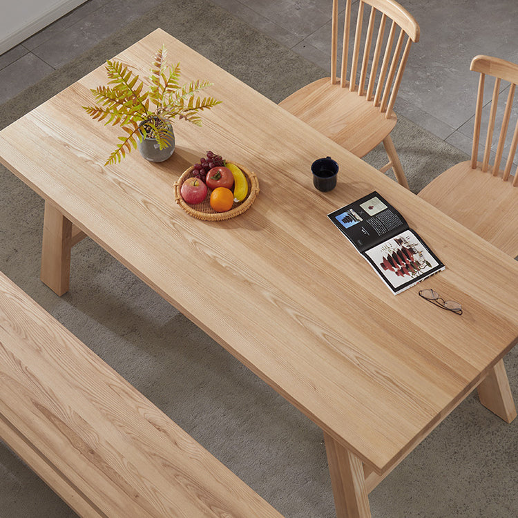 Pine Wooden Rectangle Table Modern Dining Table with Trestle Base for Restaurant