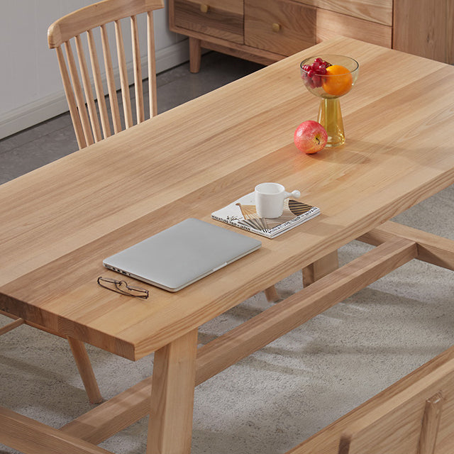 Pine Wooden Rectangle Table Modern Dining Table with Trestle Base for Restaurant