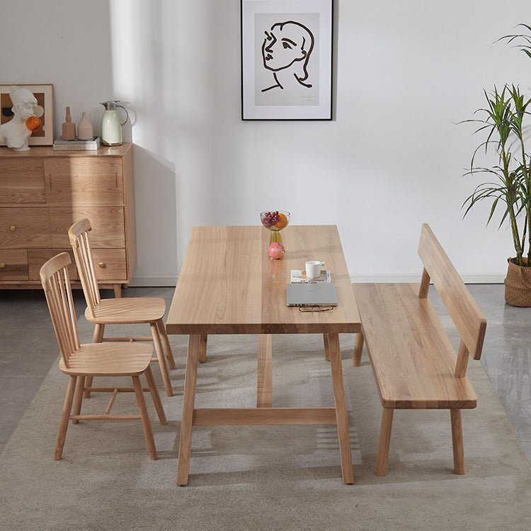 Pine Wooden Rectangle Table Modern Dining Table with Trestle Base for Restaurant