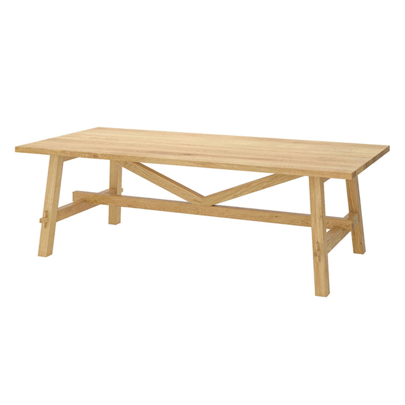 Simple Solid Wood Rectangle Shape Dining Table Khaki Standard Dining Table with Trestle Base