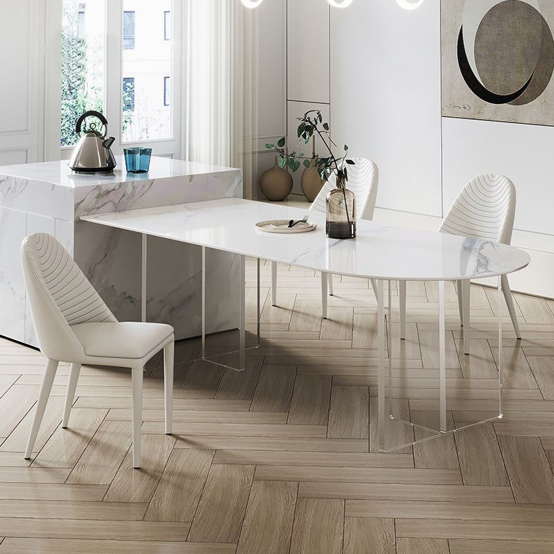 Acrylic Contemporary Free Form Dining Table Sintered Stone Top Table for Dining Room