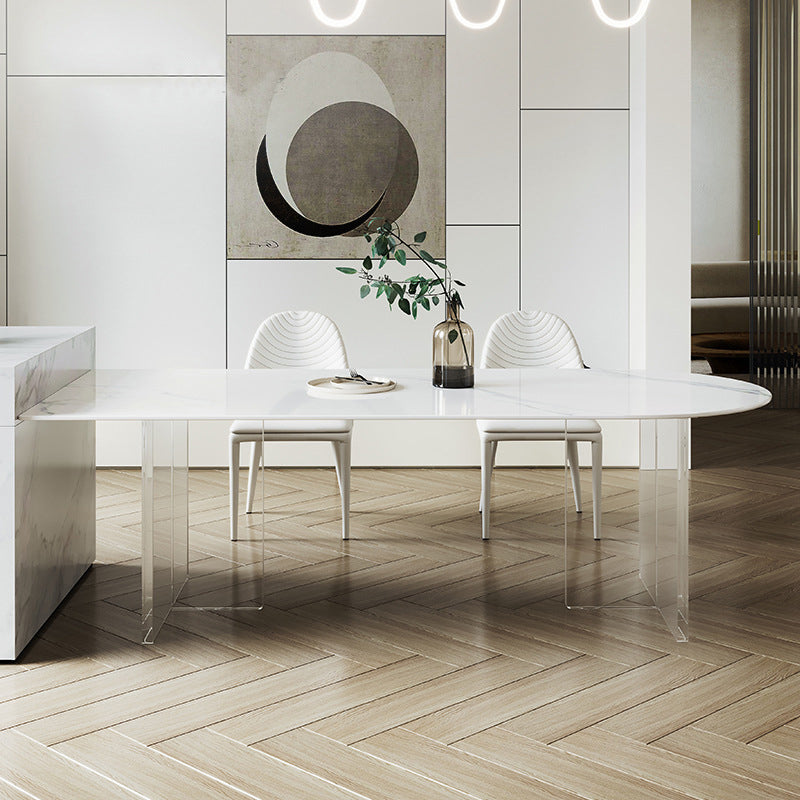 Acrylic Contemporary Free Form Dining Table Sintered Stone Top Table for Dining Room