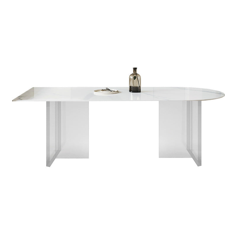 Acrylic Contemporary Free Form Dining Table Sintered Stone Top Table for Dining Room