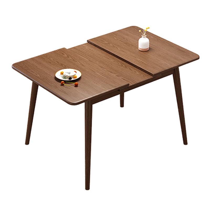 Rubberwood Rectangle Dining Table Extendable Table with Wooden Base and Legs
