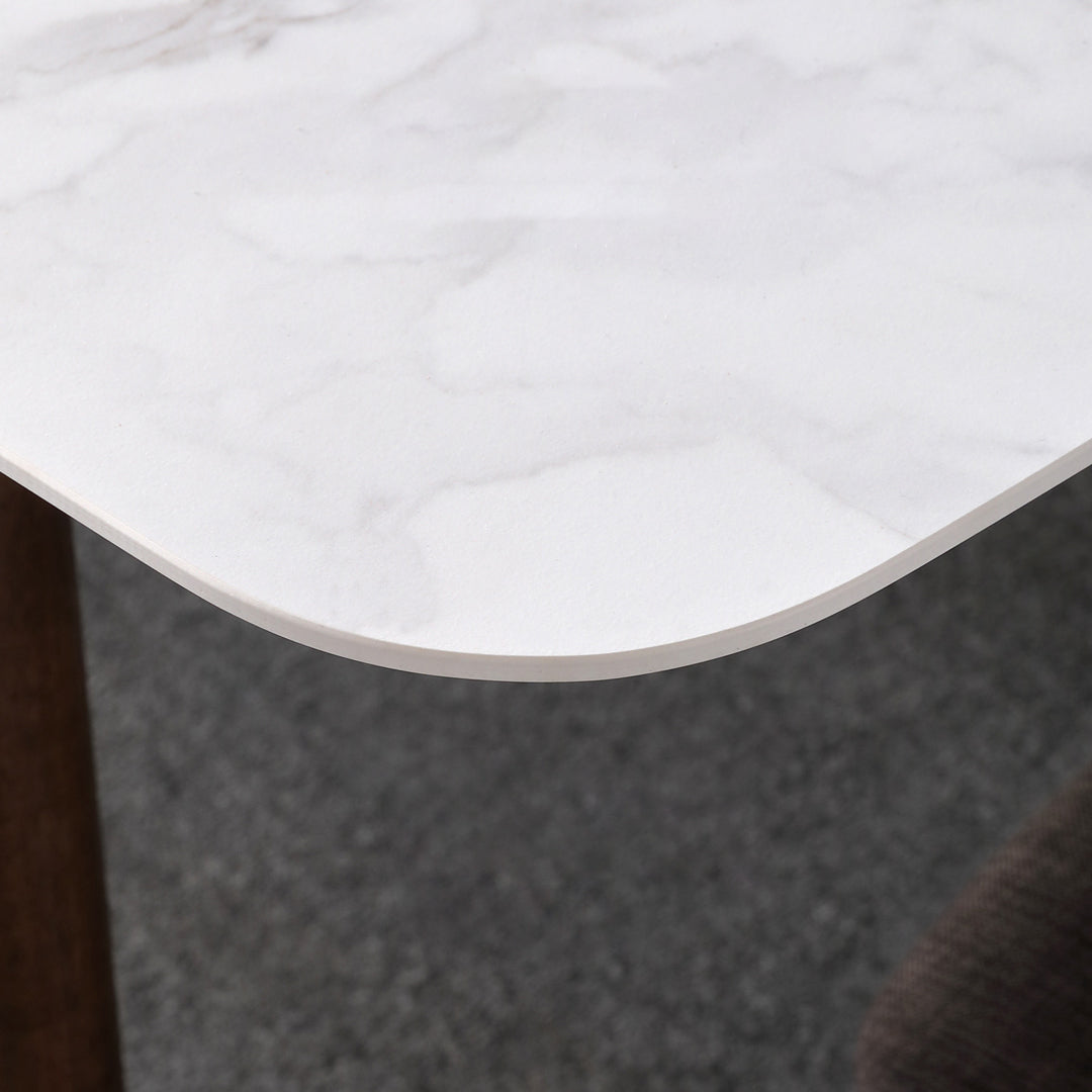 Contemporary Sintered Stone Dining Table Rectangular 4 Legs Table in White