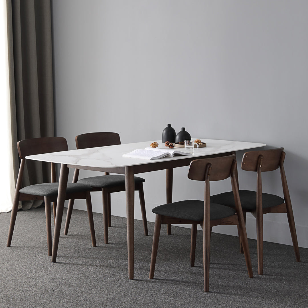 Contemporary Sintered Stone Dining Table Rectangular 4 Legs Table in White