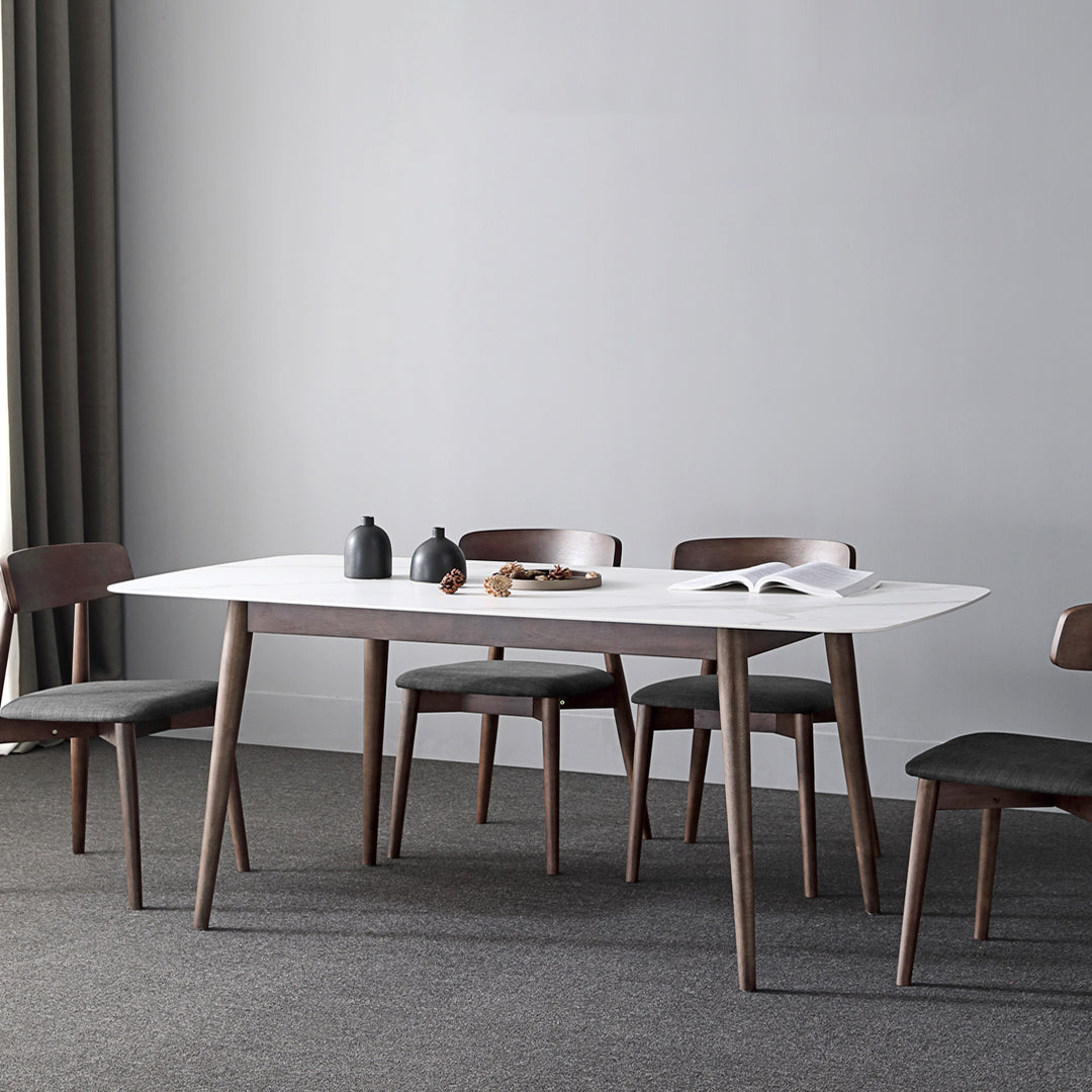 Contemporary Sintered Stone Dining Table Rectangular 4 Legs Table in White