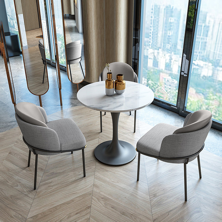 Metal Contemporary Round Dining Table Sintered Stone Dining Table with Pedestal Base