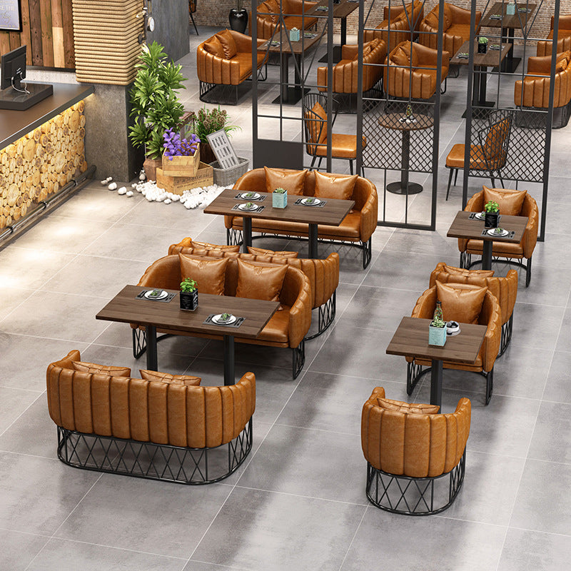Industrial Dining Room Table Solid Wood Table with Black Base for Home Kitchen Dinner