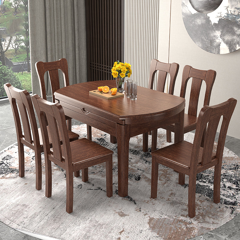 Table ronde en bois en bois en noyer extensible avec 4 jambes pour le restaurant
