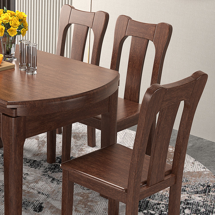 Table ronde en bois en bois en noyer extensible avec 4 jambes pour le restaurant