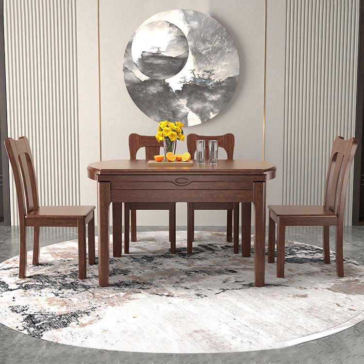 Table ronde en bois en bois en noyer extensible avec 4 jambes pour le restaurant