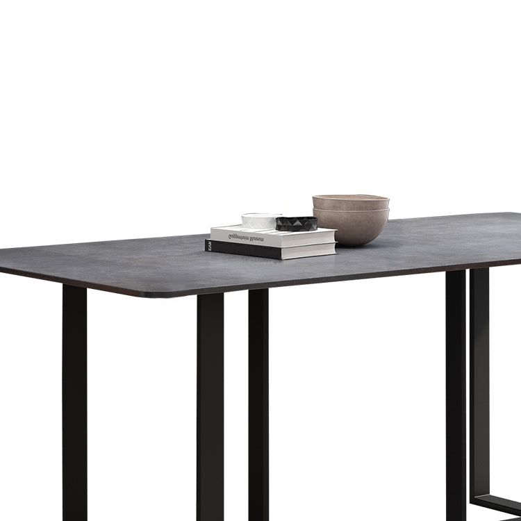 Mesa de estilo simplicidad rectángulo de piedra sinterizada mesa de comedor de base de pedestal doble para el hogar