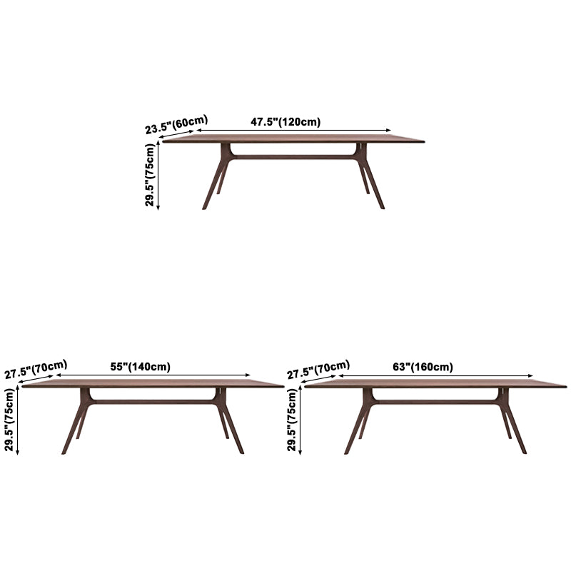 Rectangle 4 Legs Casual Dining Table Wood Color Fixed Table of Pinewood Solid Wood