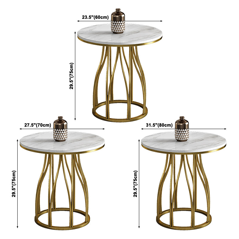 Sintered Stone White Dining Table Glam Style Pedestal Table for Dining Room