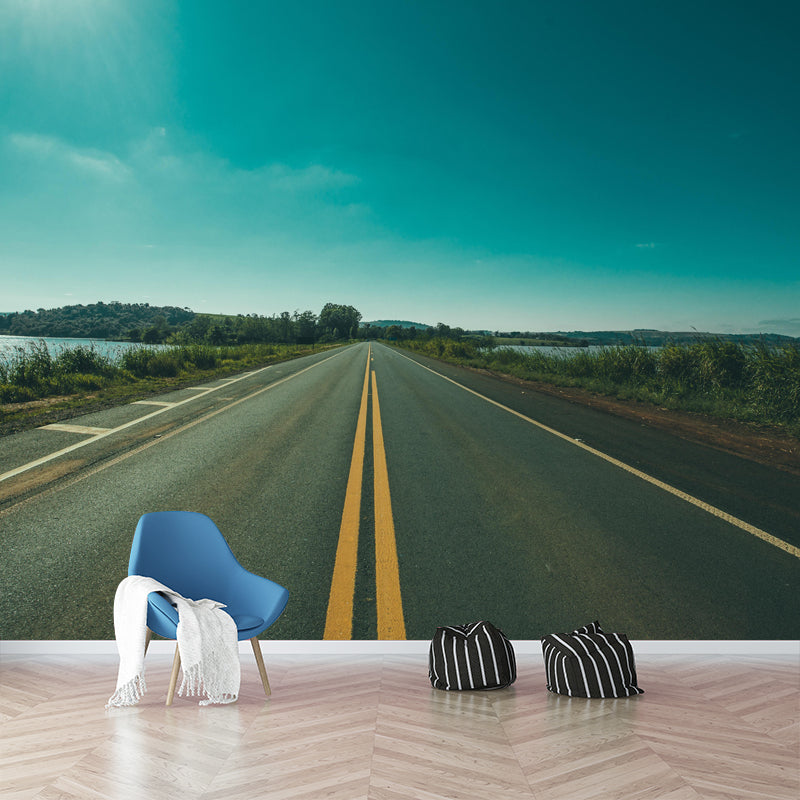 Road Wall Mural Wallpaper Mildew Resistant for Guest Room Decoration