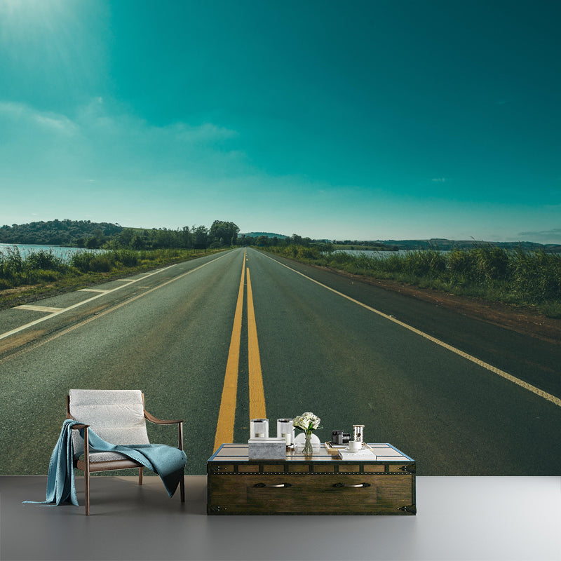 Road Wall Mural Wallpaper Mildew Resistant for Guest Room Decoration