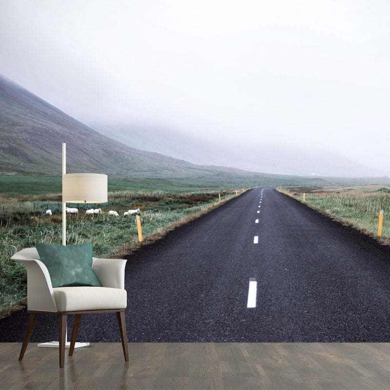 Road Wall Mural Wallpaper Mildew Resistant for Guest Room Decoration