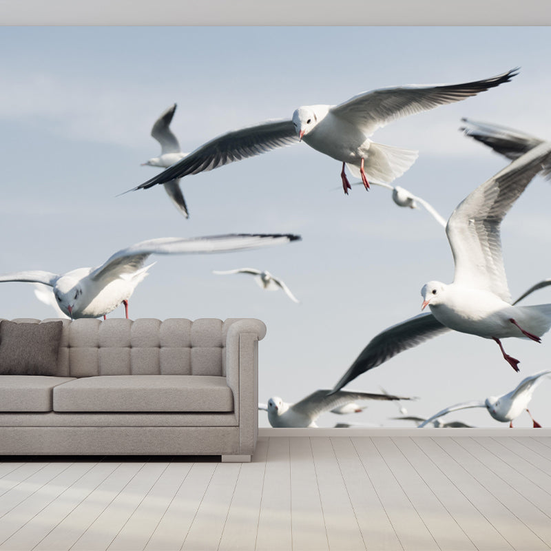 Customized Seagulls Mural Environment Friendly Wallpaper for Guest Room Decoration