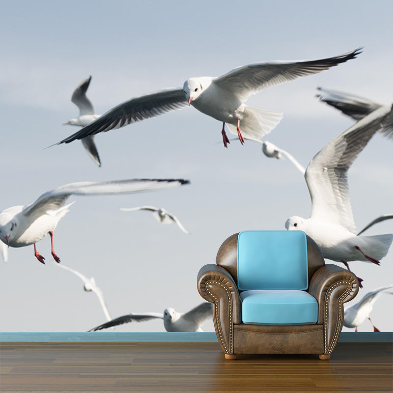 Customized Seagulls Mural Environment Friendly Wallpaper for Guest Room Decoration